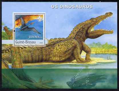 Guinea - Bissau 2003 Dinosaurs perf s/sheet containing 1 value with Scout Logo unmounted mint Mi BL431, stamps on , stamps on  stamps on dinosaurs, stamps on  stamps on scouts