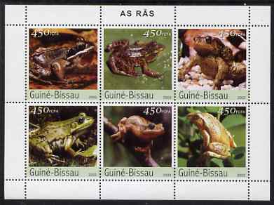 Guinea - Bissau 2003 Frogs perf sheetlet containing 6 values unmounted mint Mi 2458-63, stamps on , stamps on  stamps on animals, stamps on  stamps on frogs, stamps on  stamps on amphibians