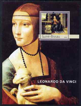 Guinea - Bissau 2003 Paintings by Leonardo Da Vinci perf s/sheet containing 1 value unmounted mint , stamps on arts, stamps on leonardo da vinci, stamps on 