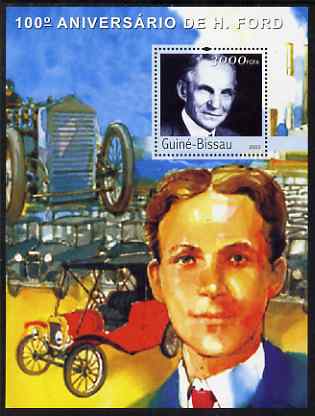 Guinea - Bissau 2003 Centenary of Henry Ford perf s/sheet containing 1 value unmounted mint Mi BL432, stamps on personalities, stamps on cars