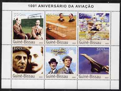 Guinea - Bissau 2003 Centenary of Aviation perf sheetlet containing 6 values (Wright Brothers & Concorde) unmounted mint Mi 2524-29, stamps on , stamps on  stamps on personalities, stamps on  stamps on aviation, stamps on  stamps on concorde