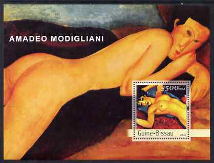 Guinea - Bissau 2003 Paintings by Modigliani perf s/sheet containing 1 value unmounted mint Mi BL439, stamps on , stamps on  stamps on arts, stamps on  stamps on modigliani, stamps on  stamps on nudes