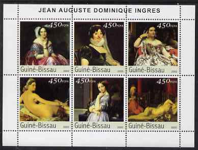 Guinea - Bissau 2003 Paintings by Ingres perf sheetlet containing 6 values unmounted mint Mi 2543-48, stamps on arts, stamps on ingres, stamps on women, stamps on nudes