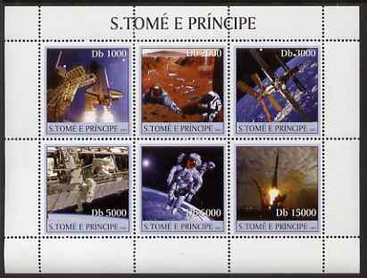 St Thomas & Prince Islands 2003 Space #2 perf sheetlet containing 6 values unmounted mint Mi 2218-23, Sc 1533, stamps on , stamps on  stamps on space