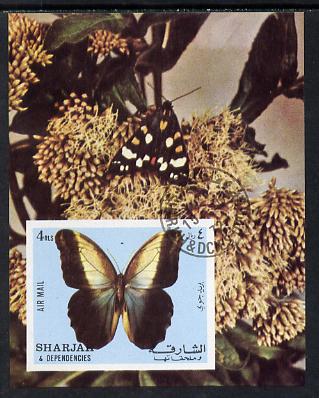 Sharjah 1972 Butterflies imperf m/sheet cto used (Mi BL 118) , stamps on butterflies