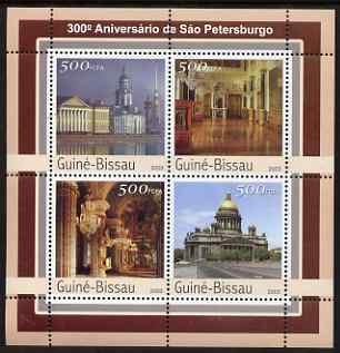 Guinea - Bissau 2003 300th Anniversary of St Petersberg #2 perf sheetlet containing 4 values unmounted mint Mi 2116-19, stamps on , stamps on  stamps on tourism, stamps on  stamps on buildings, stamps on  stamps on architecture