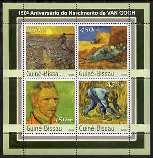 Guinea - Bissau 2003 150th Birth Anniversary of Vincent Van Goth perf sheetlet containing 4 values unmounted mint Mi 2097-2100, stamps on , stamps on  stamps on personalities, stamps on  stamps on arts, stamps on  stamps on van gogh, stamps on  stamps on 