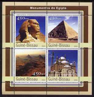 Guinea - Bissau 2003 Monuments of Egypt #1 perf sheetlet containing 4 values unmounted mint Mi 2122-25, stamps on , stamps on  stamps on tourism, stamps on  stamps on buildings, stamps on  stamps on egyptology, stamps on  stamps on pyramids