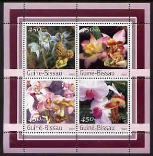 Guinea - Bissau 2003 Orchids & Fungi perf sheetlet containing 4 values unmounted mint Mi 2087-90, stamps on , stamps on  stamps on orchids, stamps on  stamps on flowers, stamps on  stamps on fungi