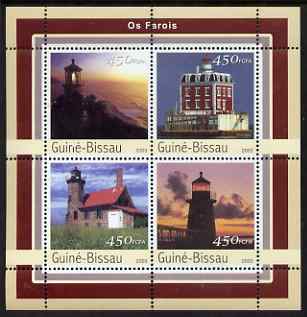 Guinea - Bissau 2003 Lighthouses perf sheetlet containing 4 values unmounted mint Mi 2068-71, stamps on lighthouses