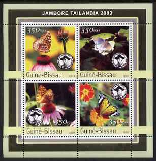 Guinea - Bissau 2003 Tailandia Scout Jamboree & Butterflies perf sheetlet containing 4 values unmounted mint Mi 2033-36, stamps on , stamps on  stamps on scouts, stamps on  stamps on butterflies