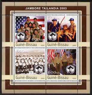 Guinea - Bissau 2003 Tailandia Scout Jamboree perf sheetlet containing 4 values unmounted mint Mi 2045-48, stamps on , stamps on  stamps on scouts, stamps on  stamps on archery, stamps on  stamps on flags