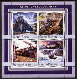 Guinea - Bissau 2003 Steam Locomotives #1 perf sheetlet containing 4 values unmounted mint Mi 2140-43, stamps on , stamps on  stamps on railways