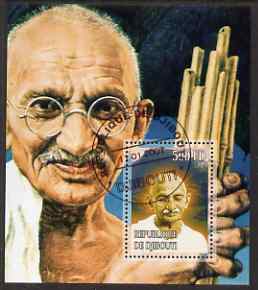 Djibouti 2007 Gandhi perf s/sheet #2 (vert format) fine cto used , stamps on personalities, stamps on gandhi