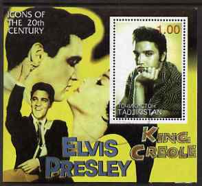 Tadjikistan 2001 Icons of the 20th Century - Elvis Presley perf s/sheet #1 fine cto used , stamps on personalities, stamps on elvis, stamps on music, stamps on films, stamps on cinema, stamps on films, stamps on movies
