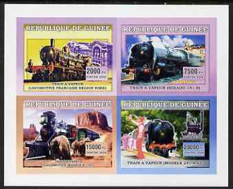 Guinea - Conakry 2006 Steam Trains imperf sheetlet containing 4 values unmounted mint, stamps on , stamps on  stamps on railways