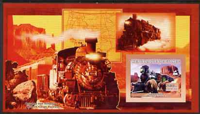 Guinea - Conakry 2006 Steam Trains - Modele No. 107 large imperf s/sheet containing 1 value unmounted mint, stamps on railways