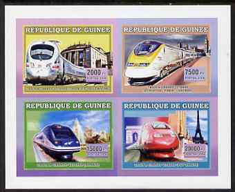 Guinea - Conakry 2006 High Speed Trains imperf sheetlet containing 4 values unmounted mint, stamps on , stamps on  stamps on railways