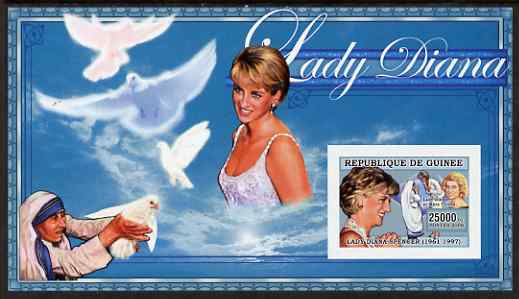 Guinea - Conakry 2006 Princess Diana imperf s/sheet #07 containing 1 value (with Mother Teresa) unmounted mint Yv 349, stamps on , stamps on  stamps on royalty, stamps on  stamps on diana, stamps on  stamps on teresa