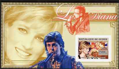 Guinea - Conakry 2006 Princess Diana imperf s/sheet #11 containing 1 value (Paul McCartney & Bono) unmounted mint Yv 353, stamps on royalty, stamps on diana, stamps on music, stamps on pops, stamps on beatles