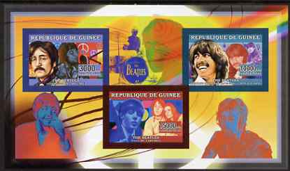 Guinea - Conakry 2006 The Beatles imperf sheetlet containing 3 values unmounted mint Yv 2721-22, stamps on personalities, stamps on music, stamps on pops, stamps on beatles