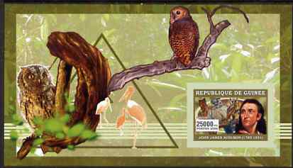 Guinea - Conakry 2006 Ornithologusts (Birds) imperf s/sheet #2 containing 1 value (Audubon) unmounted mint Yv 362, stamps on , stamps on  stamps on personalities, stamps on  stamps on birds, stamps on  stamps on birds of prey, stamps on  stamps on owls, stamps on  stamps on audubon