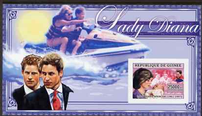 Guinea - Conakry 2006 Princess Diana imperf s/sheet #03 containing 1 value (in Power Boat) unmounted mint Yv 345, stamps on , stamps on  stamps on royalty, stamps on  stamps on diana, stamps on  stamps on charles, stamps on  stamps on william, stamps on  stamps on harry, stamps on  stamps on 