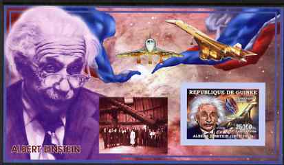Guinea - Conakry 2006 Albert Einstein imperf s/sheet #3 containing 1 value (Concorde) unmounted mint Yv 321, stamps on personalities, stamps on einstein, stamps on maths, stamps on physics, stamps on nobel, stamps on science, stamps on judaica, stamps on aviation, stamps on concorde, stamps on personalities, stamps on einstein, stamps on science, stamps on physics, stamps on nobel, stamps on maths, stamps on space, stamps on judaica, stamps on atomics