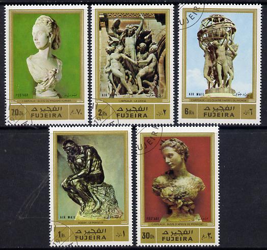 Fujeira 1972 Sculptures set of 5 cto used Mi 846-50 , stamps on , stamps on  stamps on arts  crafts   sculpture