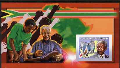 Guinea - Conakry 2006 The Humanitarians imperf s/sheet #3 containing 1 value (Mandela) unmounted mint Yv 333, stamps on personalities, stamps on mandela, stamps on minerals, stamps on red cross, stamps on nobel, stamps on personalities, stamps on mandela, stamps on nobel, stamps on peace, stamps on racism, stamps on human rights