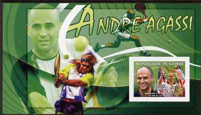 Guinea - Conakry 2006 Sporting Stars imperf s/sheet #1 containing 1 value (Andre Agassi) unmounted mint Yv 334, stamps on , stamps on  stamps on personalities, stamps on  stamps on sport, stamps on  stamps on tennis, stamps on  stamps on 