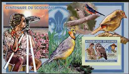 Guinea - Conakry 2006 Centenary of Scouting imperf s/sheet #04 containing 1 value (Owls) unmounted mint Yv 340, stamps on , stamps on  stamps on scouts, stamps on  stamps on birds, stamps on  stamps on birds of prey, stamps on  stamps on owls