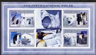 Guinea - Bissau 2007 International Polar Year - Penguins & Bears imperf sheetlet containing 4 values & 2 labels unmounted mint, stamps on , stamps on  stamps on polar, stamps on  stamps on birds, stamps on  stamps on penguins, stamps on  stamps on bears