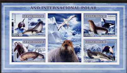 Guinea - Bissau 2007 International Polar Year - Birds & Seals imperf sheetlet containing 4 values & 2 labels unmounted mint, stamps on , stamps on  stamps on polar, stamps on  stamps on birds, stamps on  stamps on seals