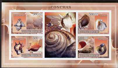 Guinea - Bissau 2007 Shells imperf sheetlet containing 4 values & 2 labels unmounted mint, stamps on , stamps on  stamps on marine life, stamps on  stamps on shells