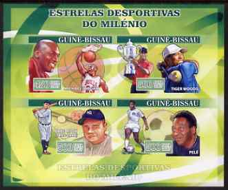Guinea - Bissau 2007 Sportsmen of the Century imperf sheetlet containing 4 values unmounted mint, Yv 2282-85, stamps on personalities, stamps on sport, stamps on basketball, stamps on golf, stamps on baseball, stamps on football