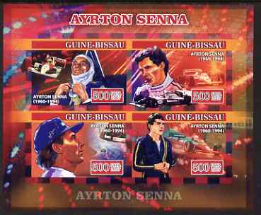 Guinea - Bissau 2007 Ayrton Senna imperf sheetlet containing 4 values unmounted mint, Yv 2294-97, stamps on , stamps on  stamps on personalities, stamps on  stamps on sport, stamps on  stamps on formula 1, stamps on  stamps on  f1 , stamps on  stamps on racing cars, stamps on  stamps on cars, stamps on  stamps on 