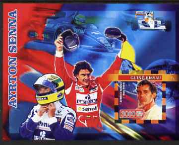 Guinea - Bissau 2007 Ayrton Senna imperf s/sheet containing 1 value unmounted mint, Yv 338, stamps on , stamps on  stamps on personalities, stamps on  stamps on sport, stamps on  stamps on formula 1, stamps on  stamps on  f1 , stamps on  stamps on racing cars, stamps on  stamps on cars, stamps on  stamps on 