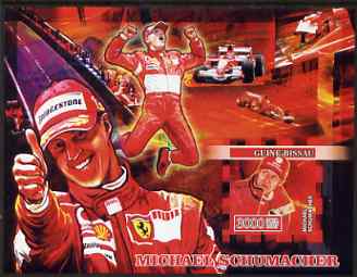 Guinea - Bissau 2007 Michael Schumacher imperf s/sheet containing 1 value unmounted mint, Yv 339, stamps on , stamps on  stamps on personalities, stamps on  stamps on sport, stamps on  stamps on formula 1, stamps on  stamps on  f1 , stamps on  stamps on racing cars, stamps on  stamps on cars, stamps on  stamps on ferrari