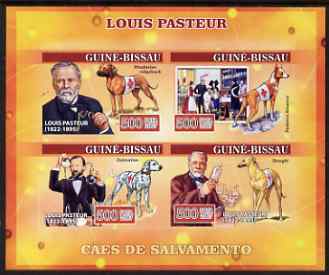 Guinea - Bissau 2007 Louis Pasteur imperf sheetlet containing 4 values (Red Cross Dogs) unmounted mint, Yv 2310-13, stamps on personalities, stamps on medical, stamps on science, stamps on dogs, stamps on red cross, stamps on rescue