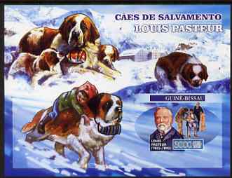 Guinea - Bissau 2007 Louis Pasteur imperf s/sheet containing 1 value (St Bernard) unmounted mint, Yv 342, stamps on personalities, stamps on medical, stamps on science, stamps on dogs, stamps on red cross, stamps on st bernard, stamps on rescue, stamps on 