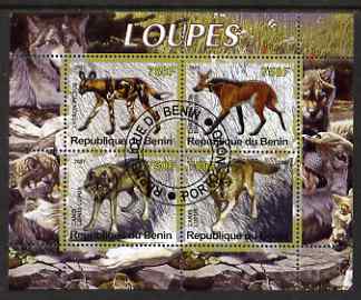 Benin 2007 Wolves perf sheetlet containing 4 values fine cto used, stamps on , stamps on  stamps on animals, stamps on  stamps on wolves, stamps on  stamps on wolf, stamps on  stamps on dogs