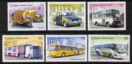 Cuba 2007 Transport perf set of 6 values unmounted mint, stamps on , stamps on  stamps on transport, stamps on  stamps on cars, stamps on  stamps on trucks, stamps on  stamps on buses