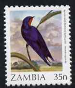 Zambia 1987 Birds - 35n Swallow unmounted mint, SG 489, stamps on birds