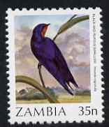 Zambia 1987 Birds - 35n Swallow unmounted mint, SG 489, stamps on , stamps on  stamps on birds