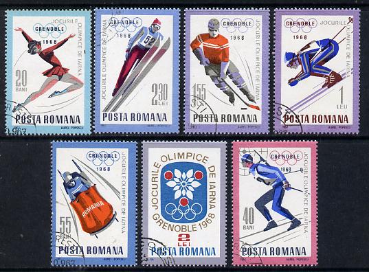 Rumania 1967 Grenoble Winter Olympics set of 7 cto used, Mi 2620-26, SG 3495-3501, stamps on , stamps on  stamps on olympics, stamps on  stamps on sport, stamps on  stamps on ice dance, stamps on  stamps on skiing, stamps on  stamps on bobsled, stamps on  stamps on ice hockey, stamps on  stamps on 