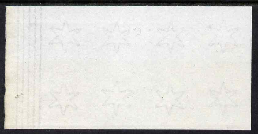 Perkins Bacon small star watermarked paper, piece with 8 stars ungummed.  Paper as used for Antigua, Barbados, Grenada, Queensland, St Lucia, St Vincent and Turks & Caico..., stamps on 
