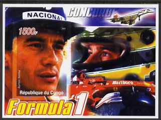 Congo 2005 Formula 1 - Ayrton Senna imperf souvenir sheet unmounted mint, stamps on cars, stamps on ferrari, stamps on  f1 , stamps on racing cars, stamps on personalities, stamps on concorde