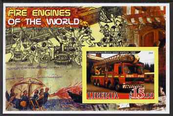 Liberia 2005 Fire Engines of the World #05 imperf s/sheet unmounted mint, stamps on , stamps on  stamps on fire