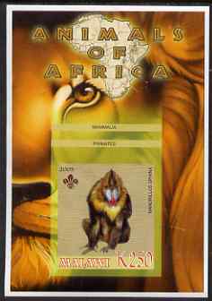 Malawi 2005 Animals of Africa - Mandrill imperf m/sheet with Scout Logo, unmounted mint, stamps on , stamps on  stamps on scouts, stamps on  stamps on animals, stamps on  stamps on apes